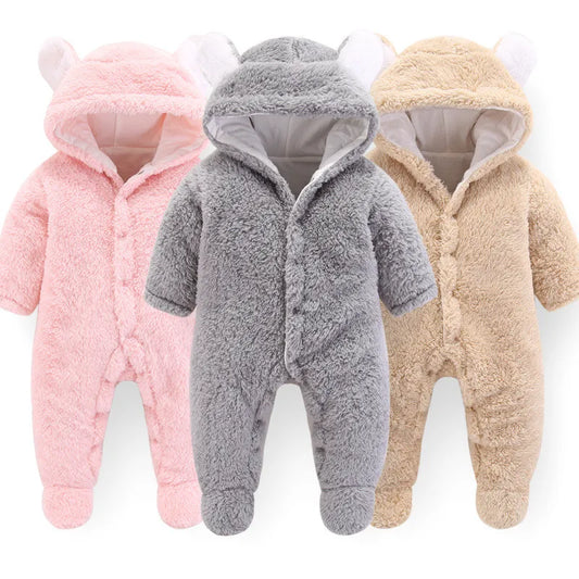 Winter Newborn Baby Rompers Hoodie Girls Boys