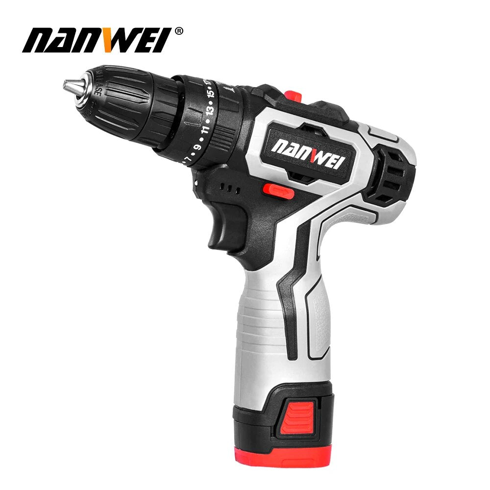 21V Cordless Impact Drill Rechargeable Electric Screwdriver Cordless Drill Mini Power DriverDC Lithium-Ion Battery 2-Speed Tool