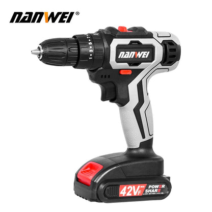 21V Cordless Impact Drill Rechargeable Electric Screwdriver Cordless Drill Mini Power DriverDC Lithium-Ion Battery 2-Speed Tool