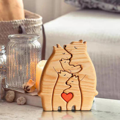 Personalized Bear Family Wooden Art Puzzle, Gift For Family