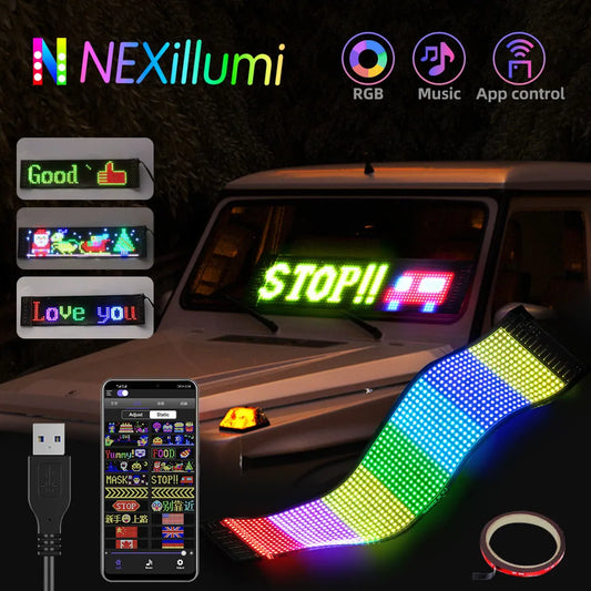 RGB Pattern Graffiti Scrolling Text Animation Display Car Shop,Bluetooth APP