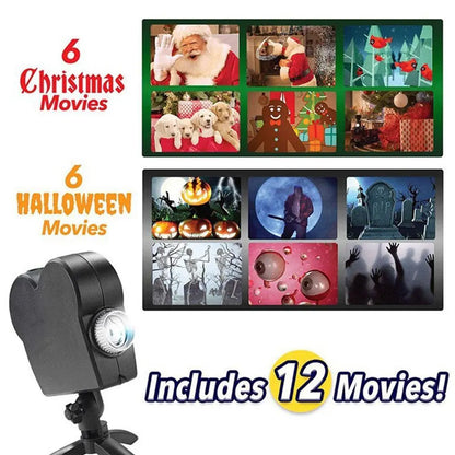 Christmas Halloween Laser Projector 12 Movies Mini Home Theater Projector Indoor Outdoor LED Window Projector 2023