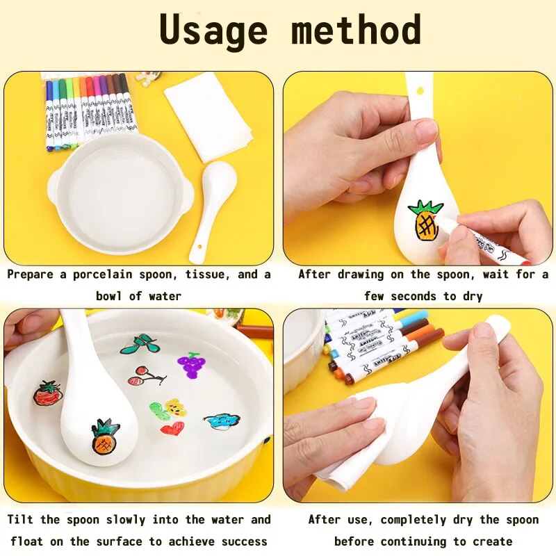 Magic watercolor pen color whiteboard pen children's DIY painting early education erasable floating painting floating in water